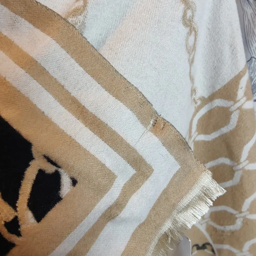 NWT Ann Taylor Women's Super Soft Scarf Shawl Tan Black Chain Luxe